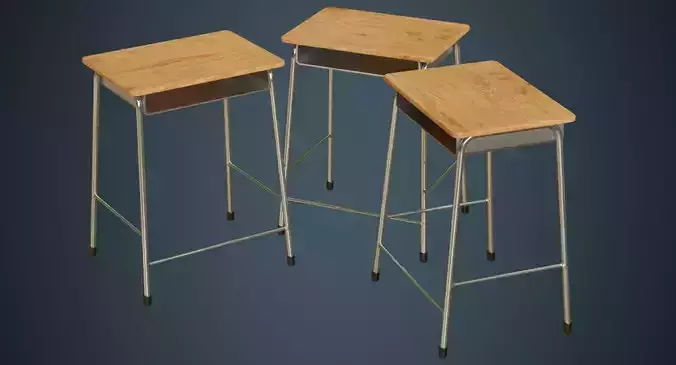 School Desk 1A Low-poly 3D model