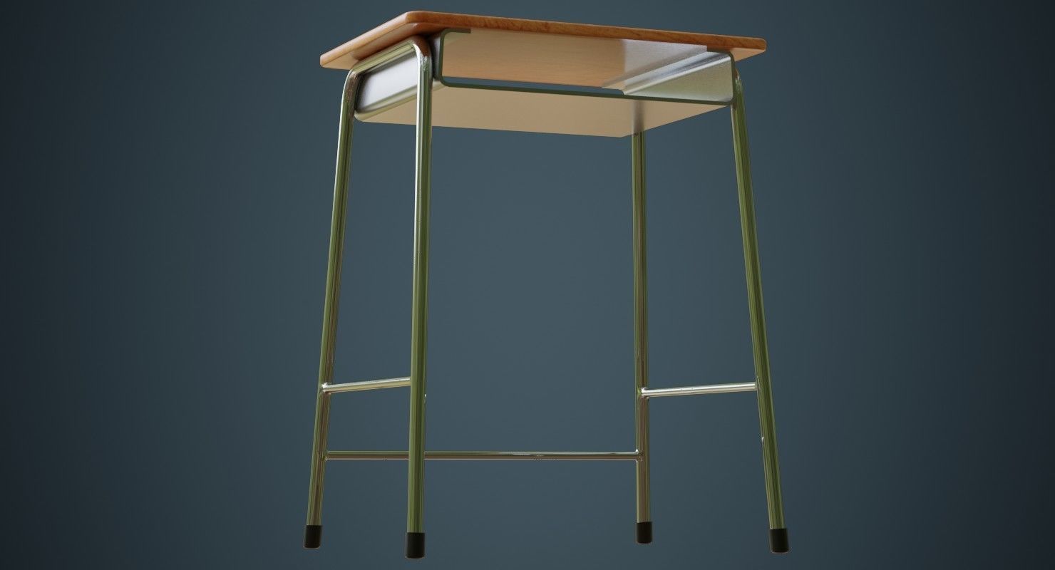 School Desk 1A Low-poly 3D model_3