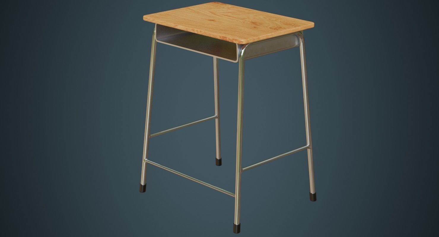 School Desk 1A Low-poly 3D model_2