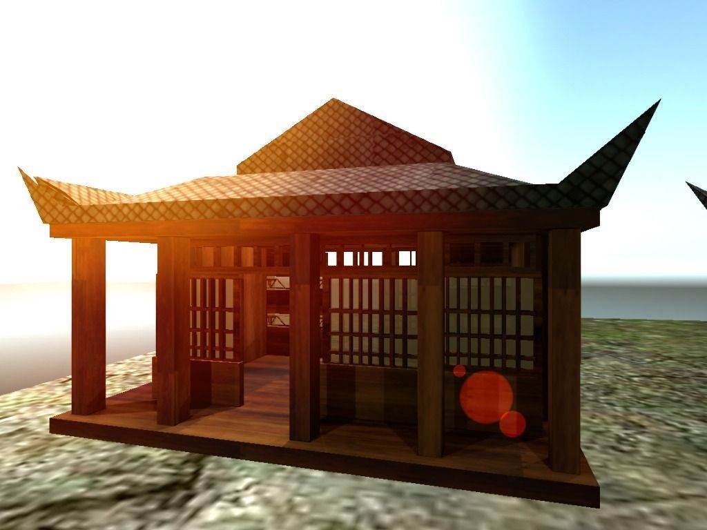 Traditional Japanese Building Low-poly 3D model_0