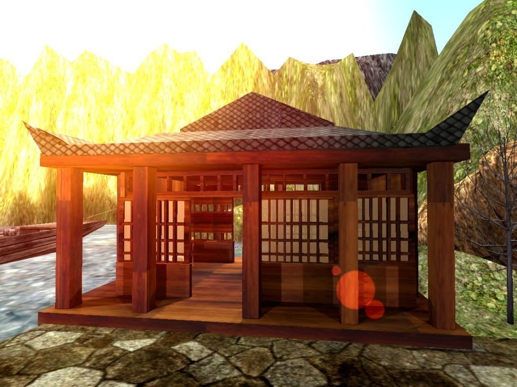 Traditional Japanese Building Low-poly 3D model_2