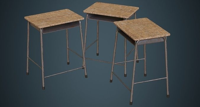 School Desk 1B Low-poly 3D model