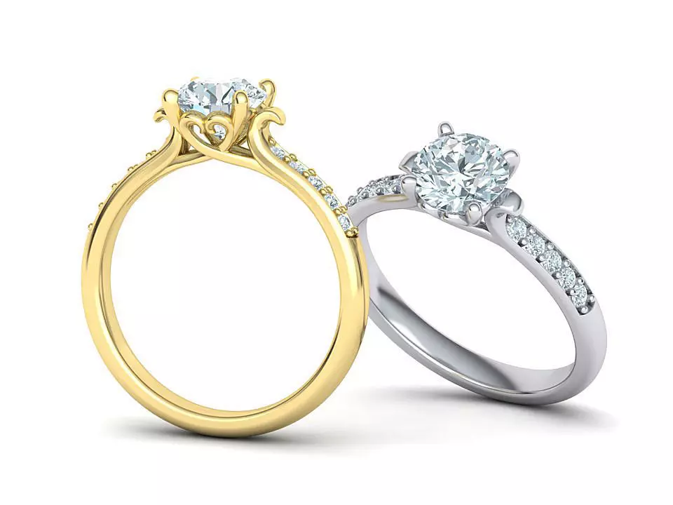 Own design Engagement ring Heart design with 1ct stone 3D print model