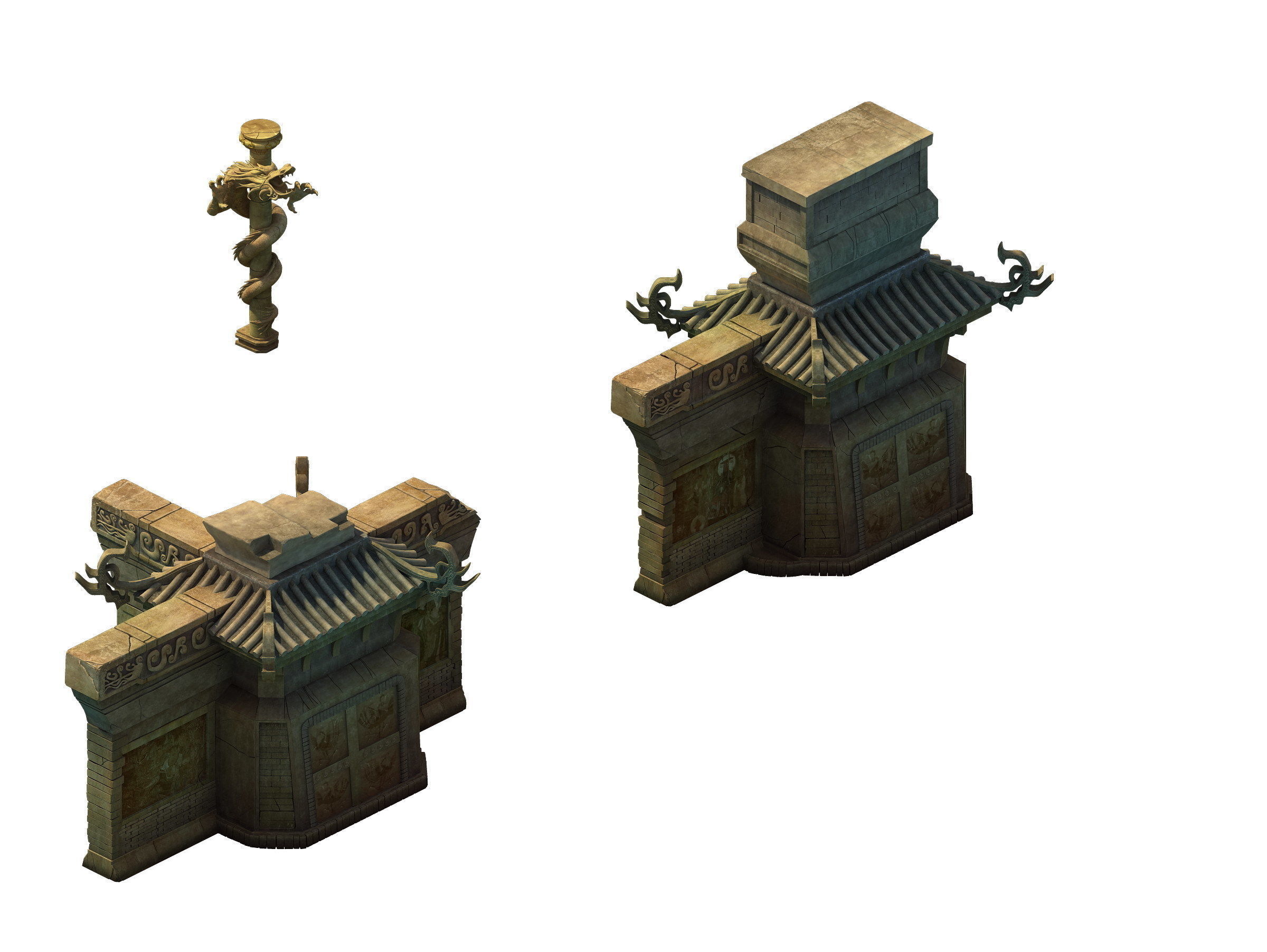 Imperial Tombs Dragon-shaped column Entrance 3D model_1