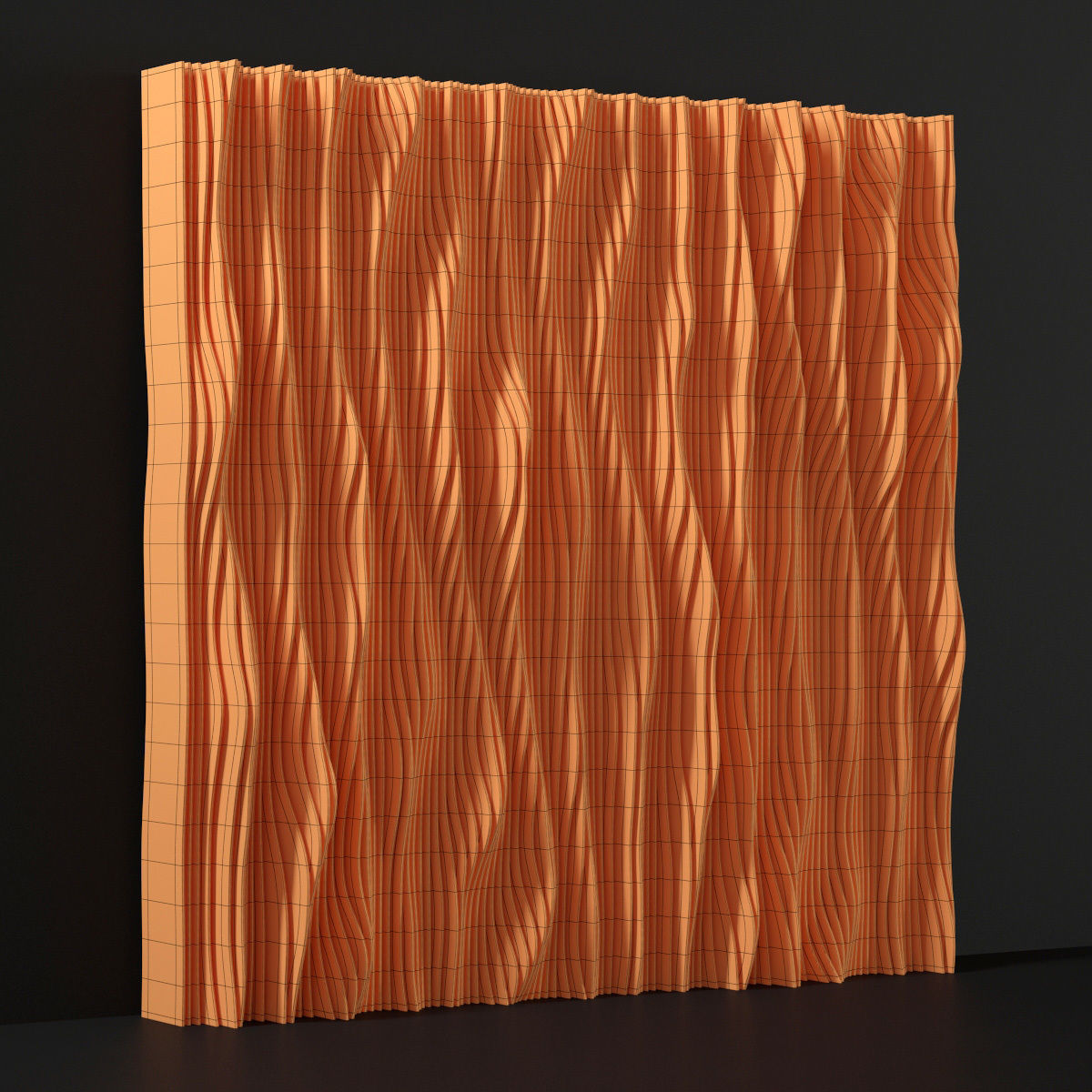 Parametric wood panel Wave n1 3D model_6