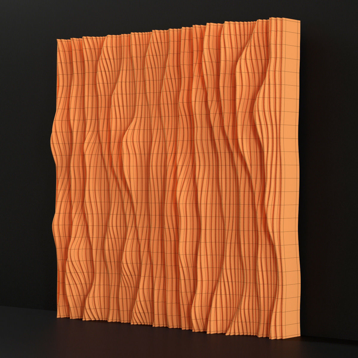 Parametric wood panel Wave n1 3D model_7