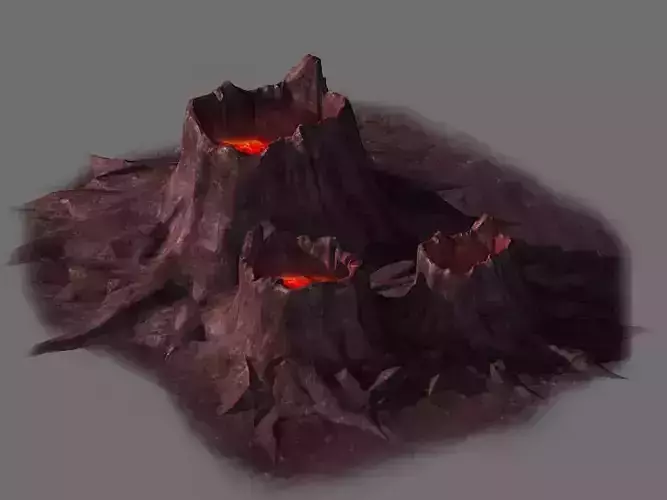 Game model - volcanic tree - shaped magma mouth 02