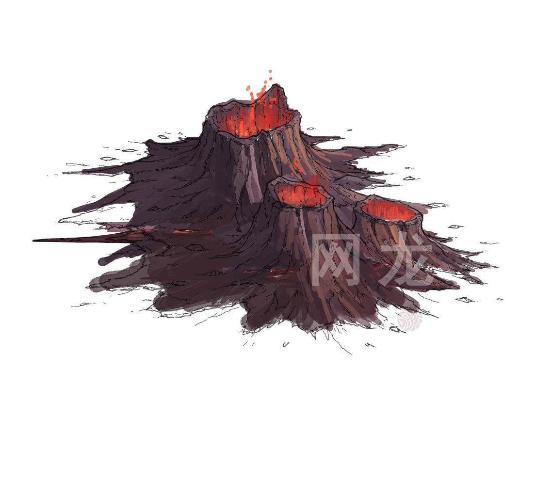 Game model - volcanic tree - shaped magma mouth 02 3D model_1