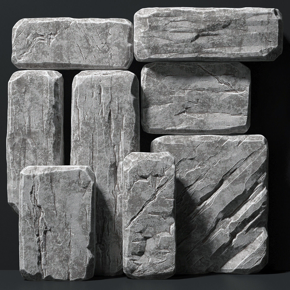 Slab stone rock big n1 3D model_1