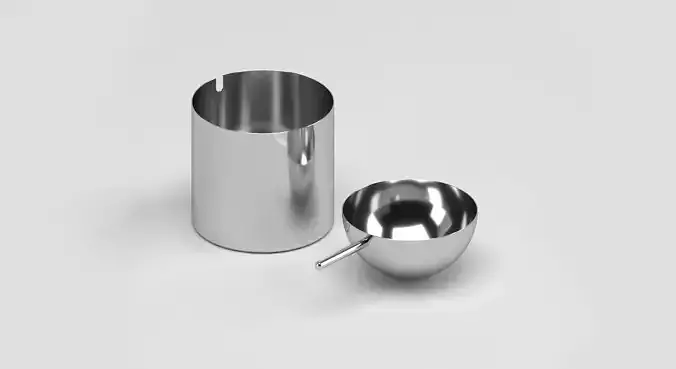 Ashtray stainless steel jug and cup Free 3D model