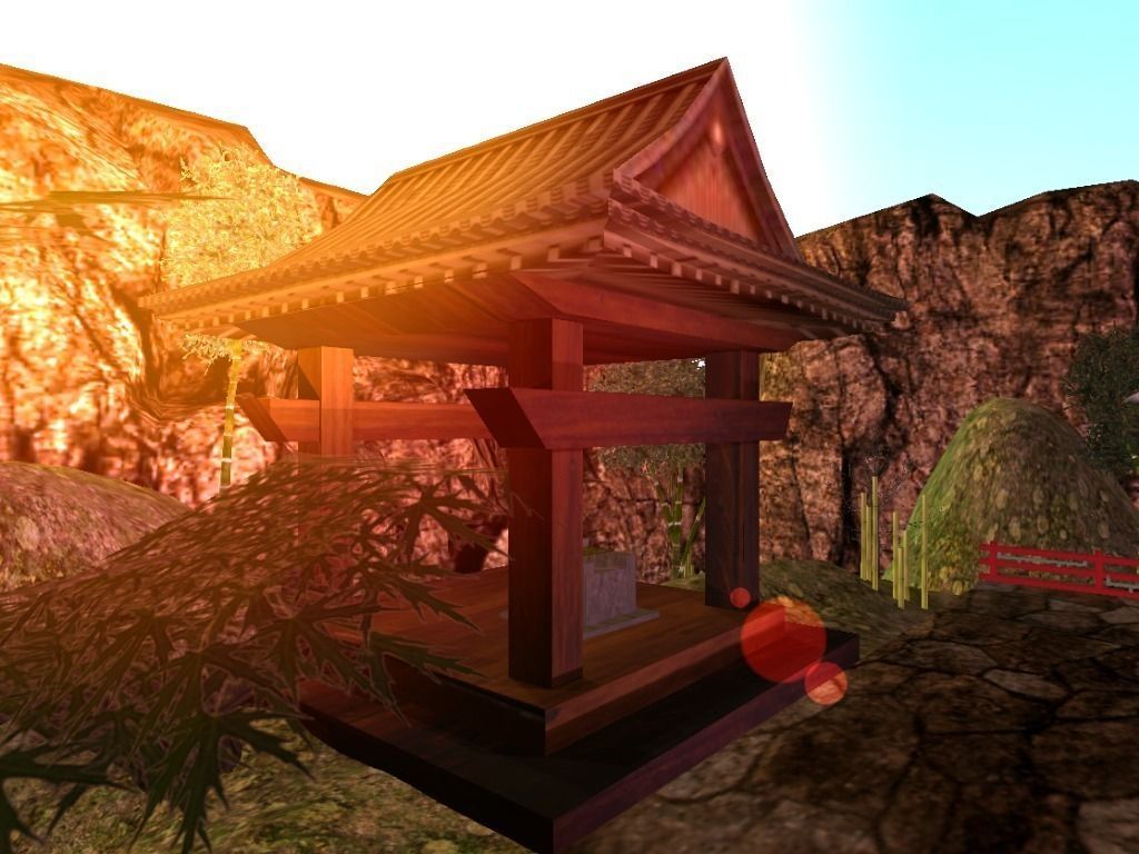 Japanese Temple Low-poly 3D model_0
