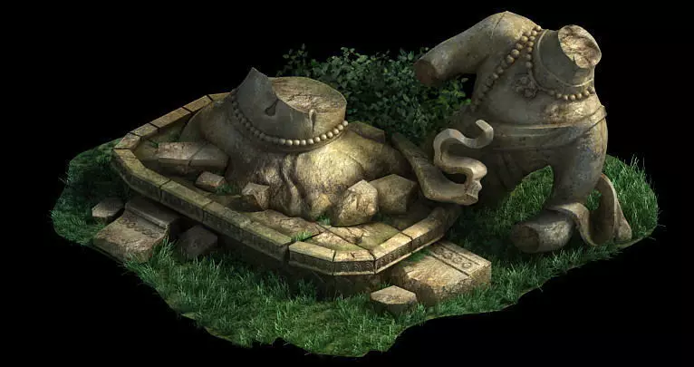 Traces forest Broken Statue of the Emperor 02 3D model_0