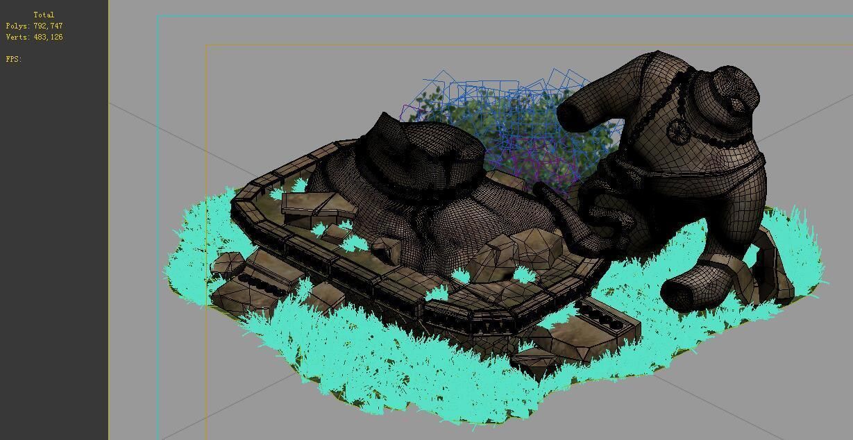 Traces forest Broken Statue of the Emperor 02 3D model_2