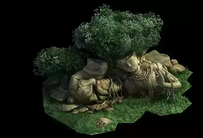 Traces forest Broken Statue of the Emperor 03