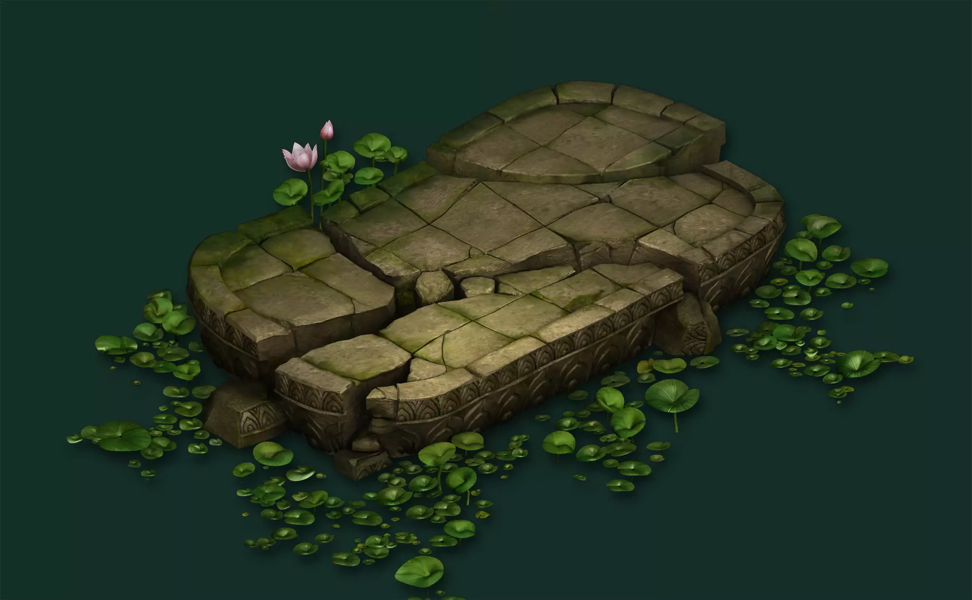 Game Model - Kapya Buddha Forest Big Lotus Block 3D model_0