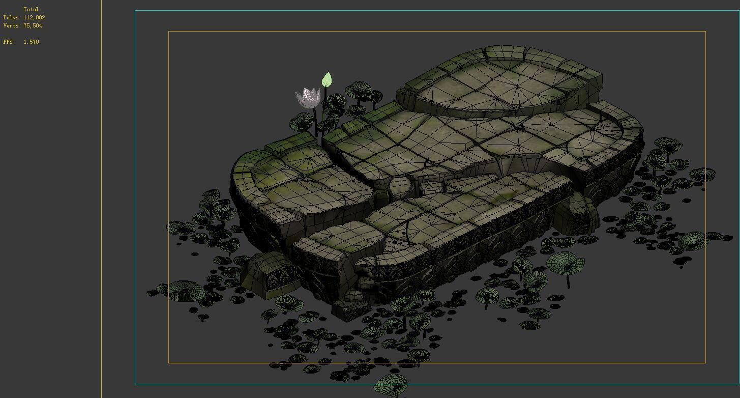 Game Model - Kapya Buddha Forest Big Lotus Block 3D model_2