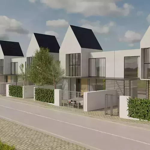 Realistic modern street houses design