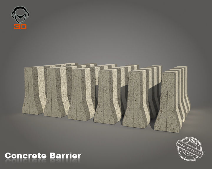 Concrete Barrier 3D model_5