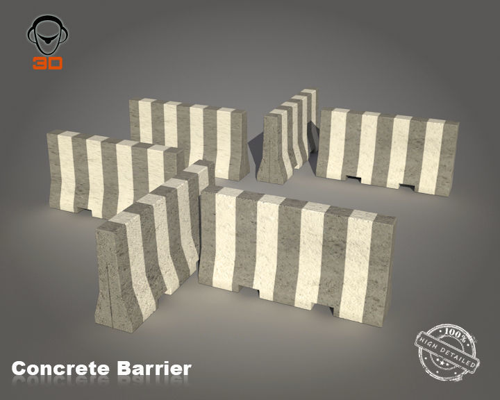 Concrete Barrier 3D model_7