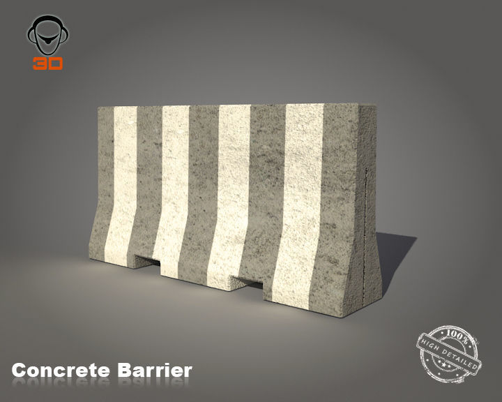 Concrete Barrier 3D model_2
