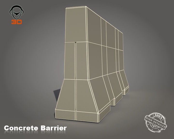 Concrete Barrier 3D model_9