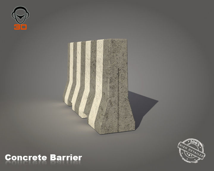 Concrete Barrier 3D model_1