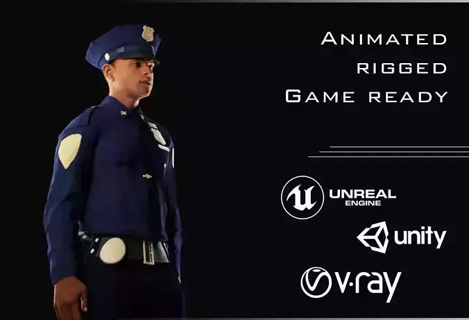 Policeman Character Low-poly 3D model