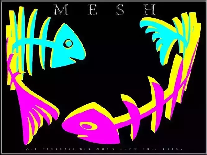  FISH BONE - Curved Low-poly 3D model