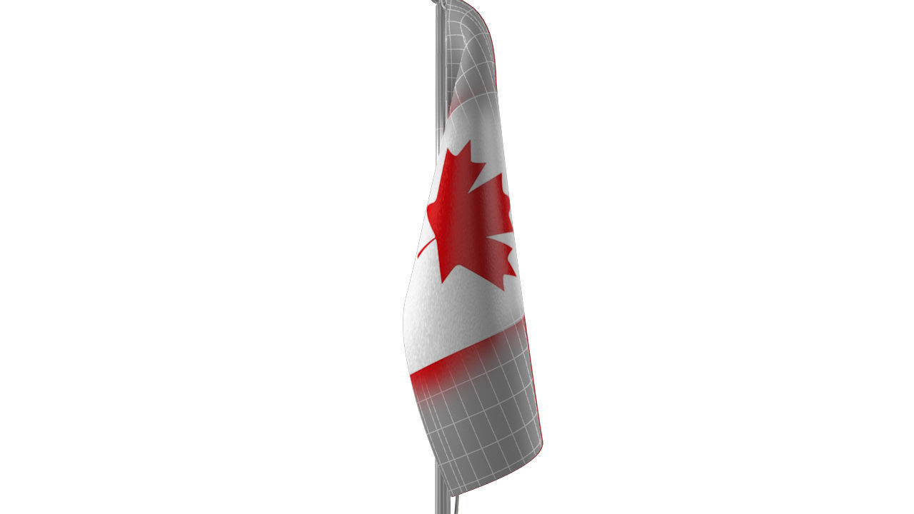 Canada Flag Pole 3D model_8