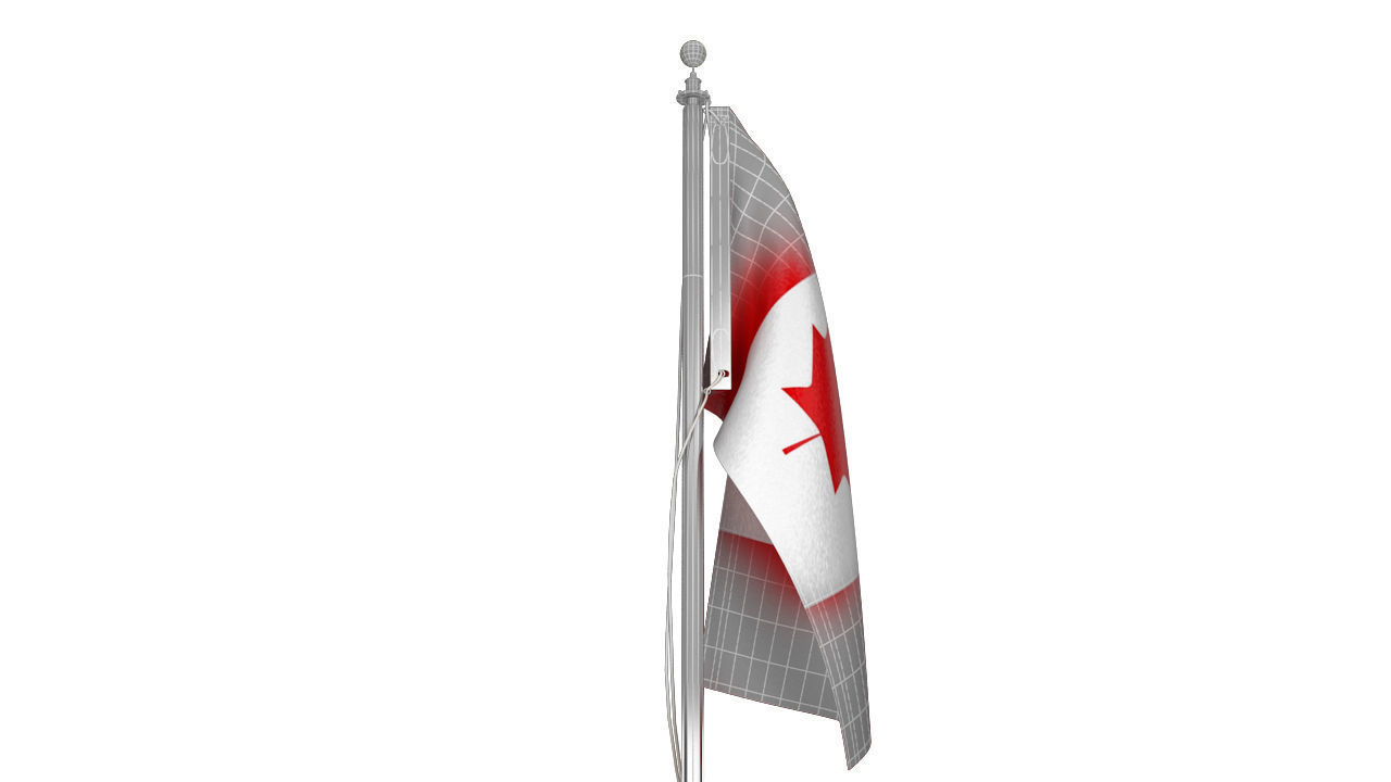 Canada Flag Pole 3D model_7