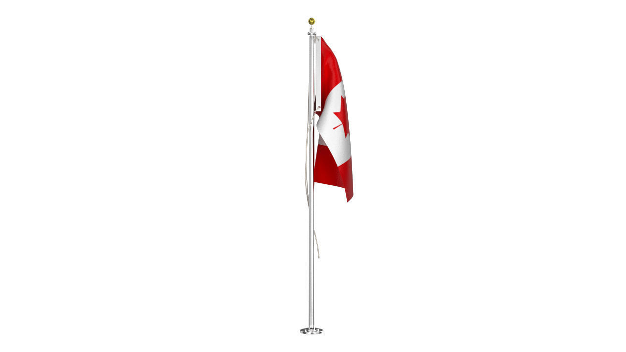 Canada Flag Pole 3D model_1