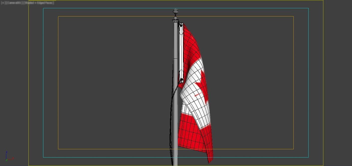 Canada Flag Pole 3D model_11