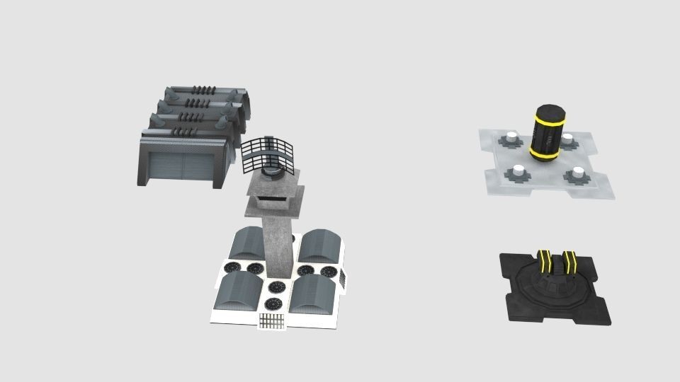 Scifi Space Building  Low-poly 3D model_2