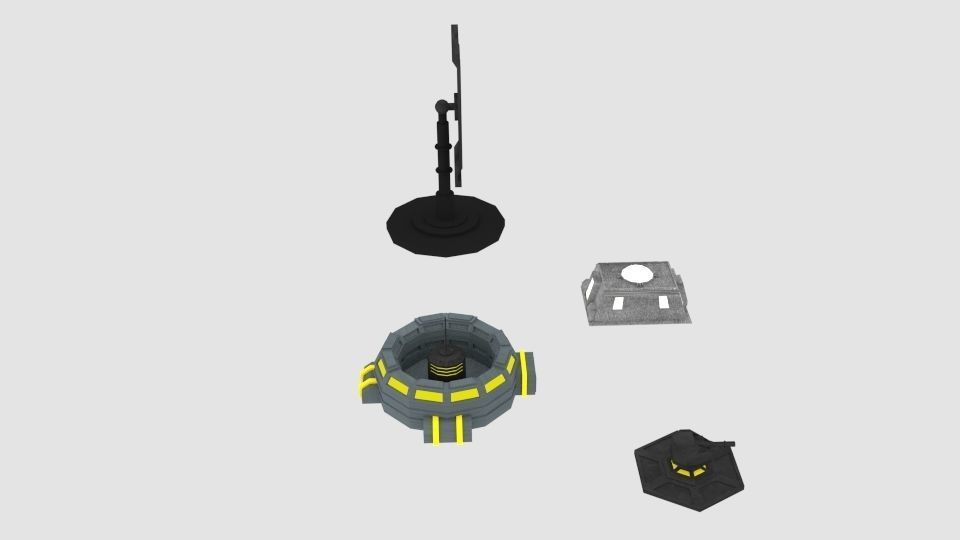 Scifi Space Building  Low-poly 3D model_3