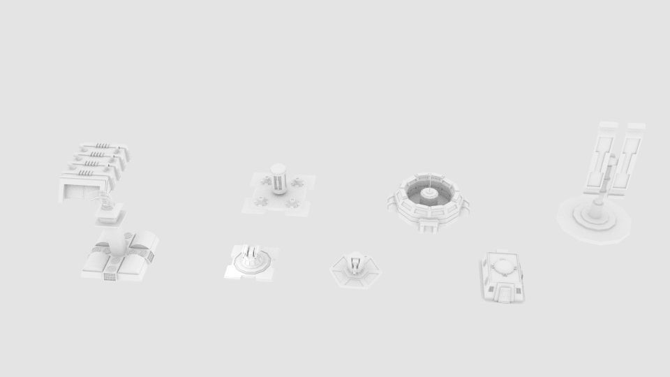 Scifi Space Building  Low-poly 3D model_4