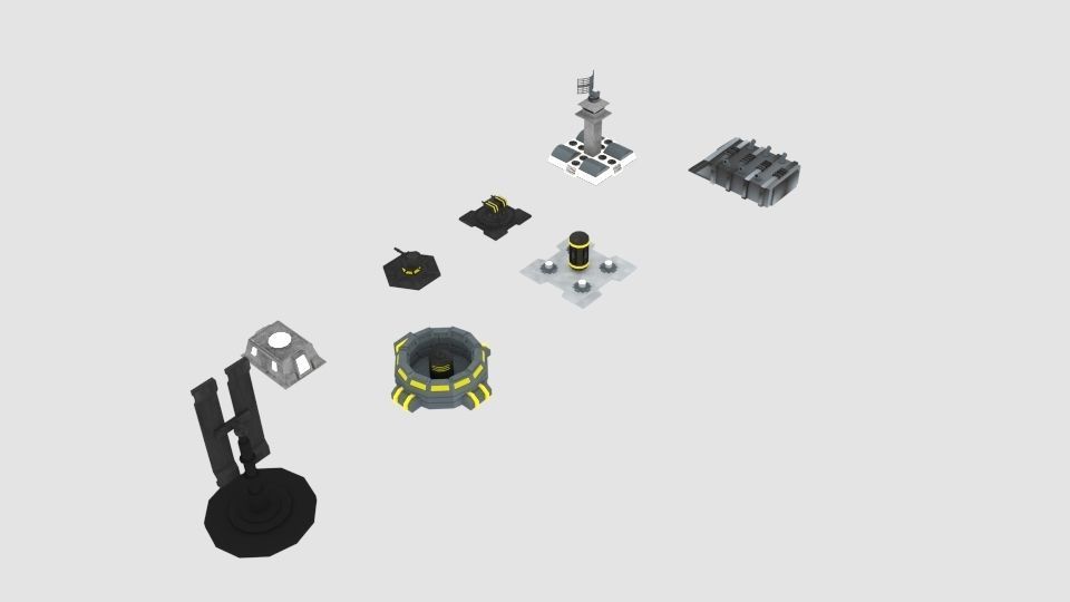 Scifi Space Building  Low-poly 3D model_1