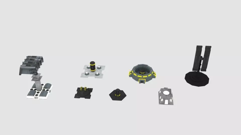 Scifi Space Building  Low-poly 3D model_0