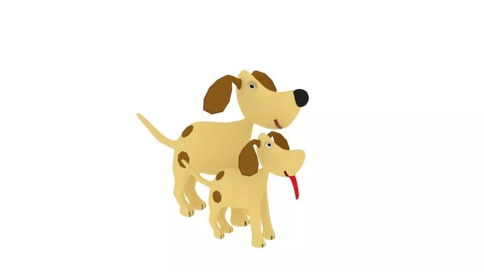 Dog Cartoon Character Low-poly 3D model
