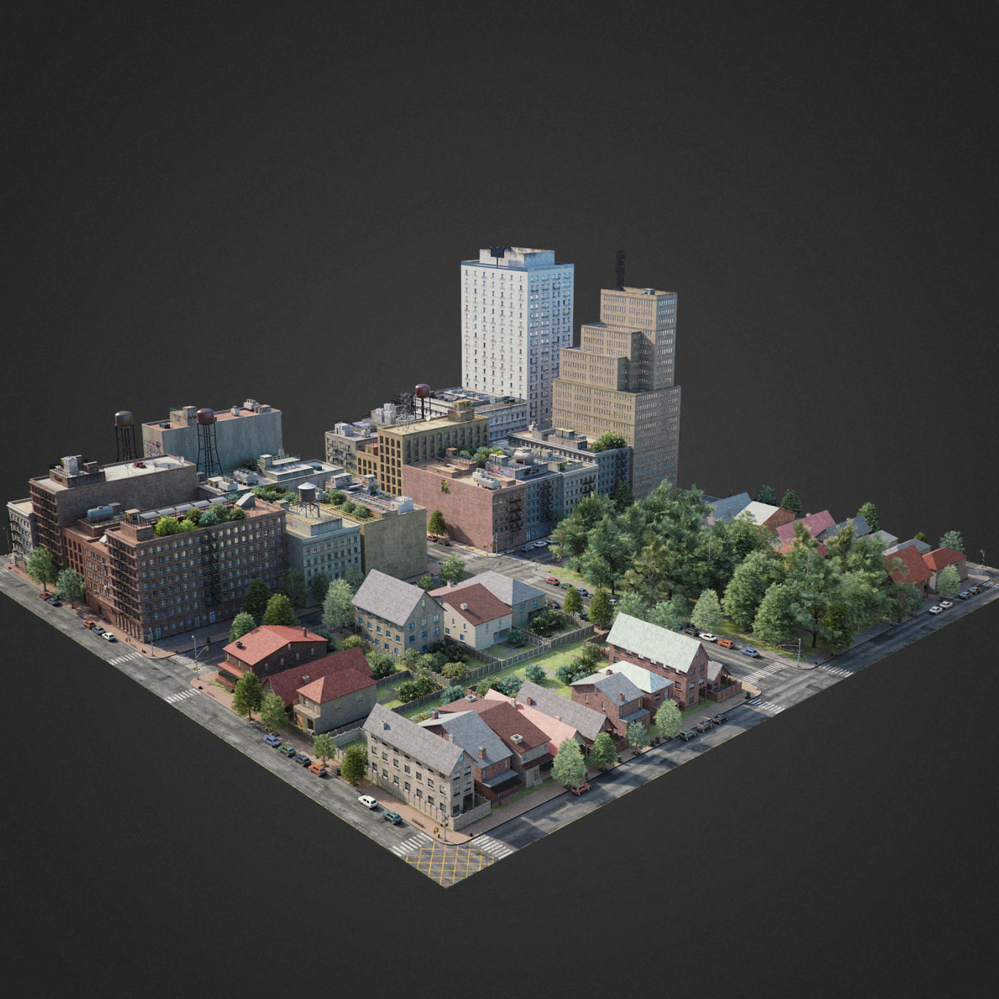 Realistic City District A16-R17 3D model_1