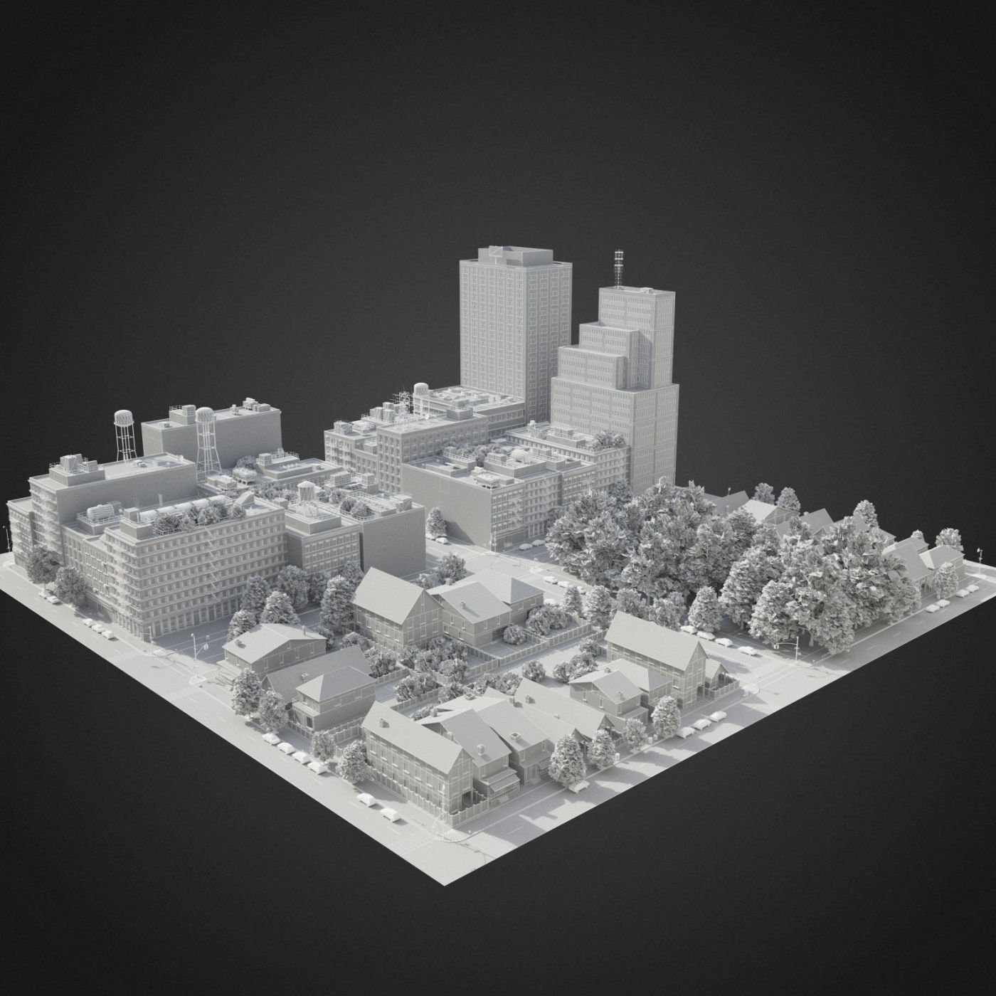 Realistic City District A16-R17 3D model_14