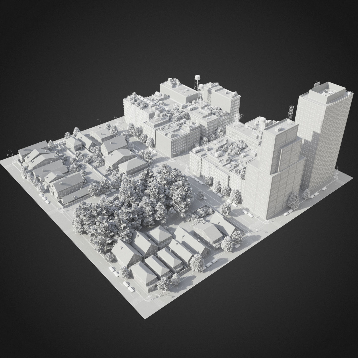 Realistic City District A16-R17 3D model_18
