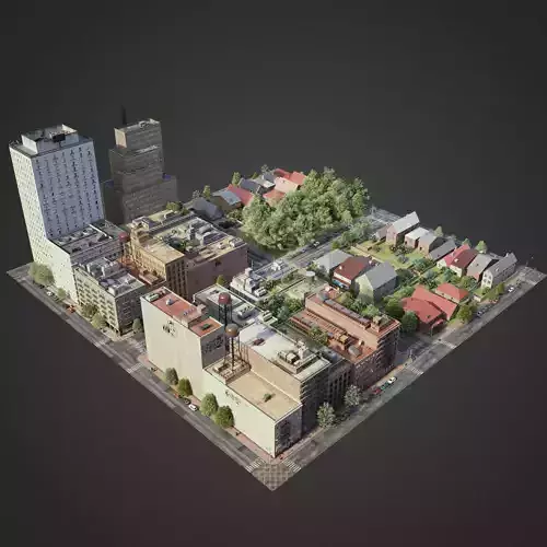 Realistic City District A16-R17 3D model