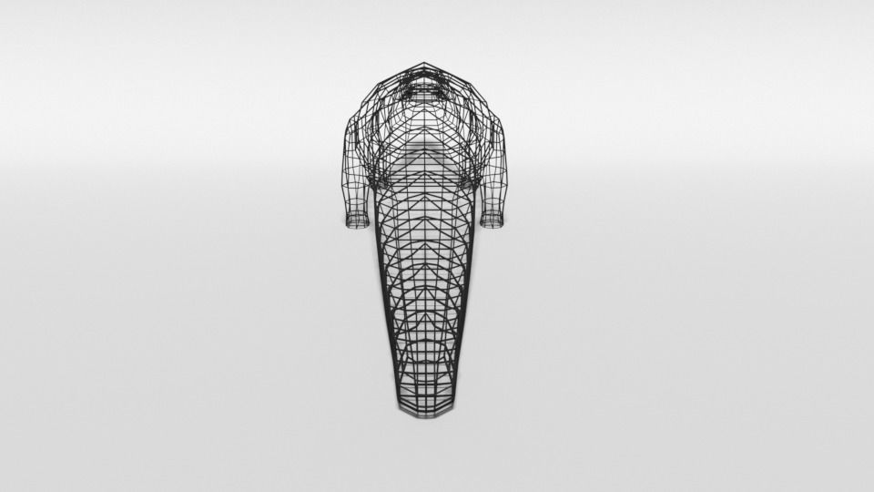 Low Poly Cartoon Crocodile Low-poly 3D model_12