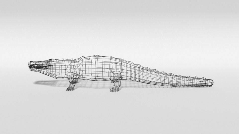 Low Poly Cartoon Crocodile Low-poly 3D model_10