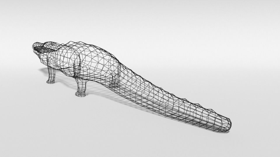 Low Poly Cartoon Crocodile Low-poly 3D model_11