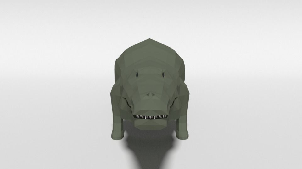 Low Poly Cartoon Crocodile Low-poly 3D model_7