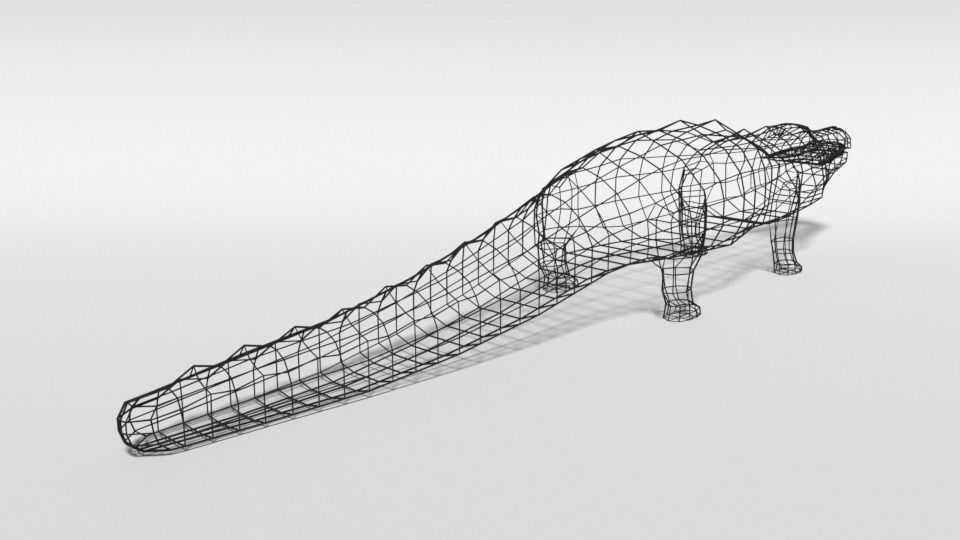 Low Poly Cartoon Crocodile Low-poly 3D model_13