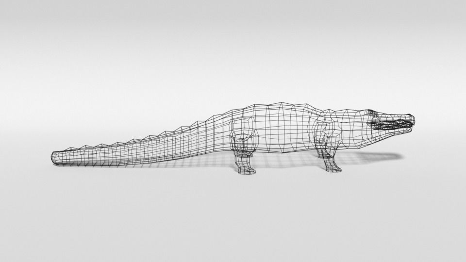 Low Poly Cartoon Crocodile Low-poly 3D model_14
