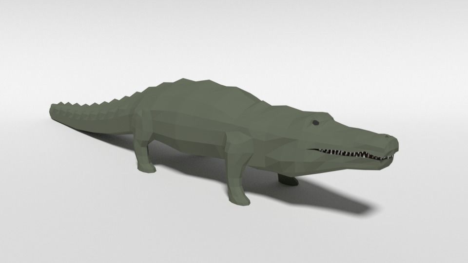 Low Poly Cartoon Crocodile Low-poly 3D model_6