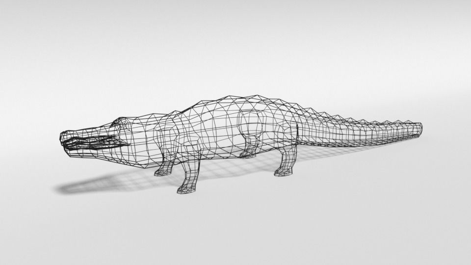 Low Poly Cartoon Crocodile Low-poly 3D model_9